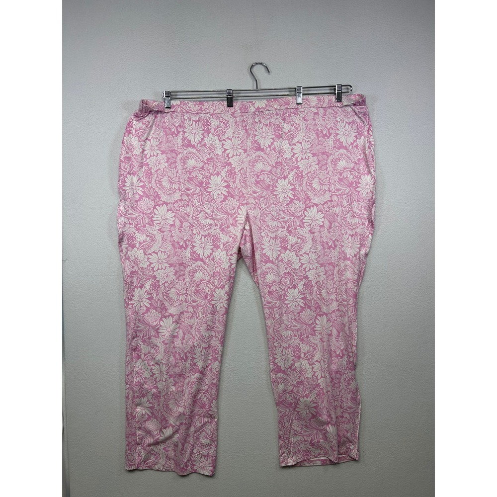 Cottagecore Boho Isaac Mizrahi Live! Women 4X Pink Floral Paisley Pull On Pants